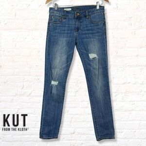 Kut from the Kloth Catherine Slim Boyfriend Jeans Size 0 Distressed Denim Blue